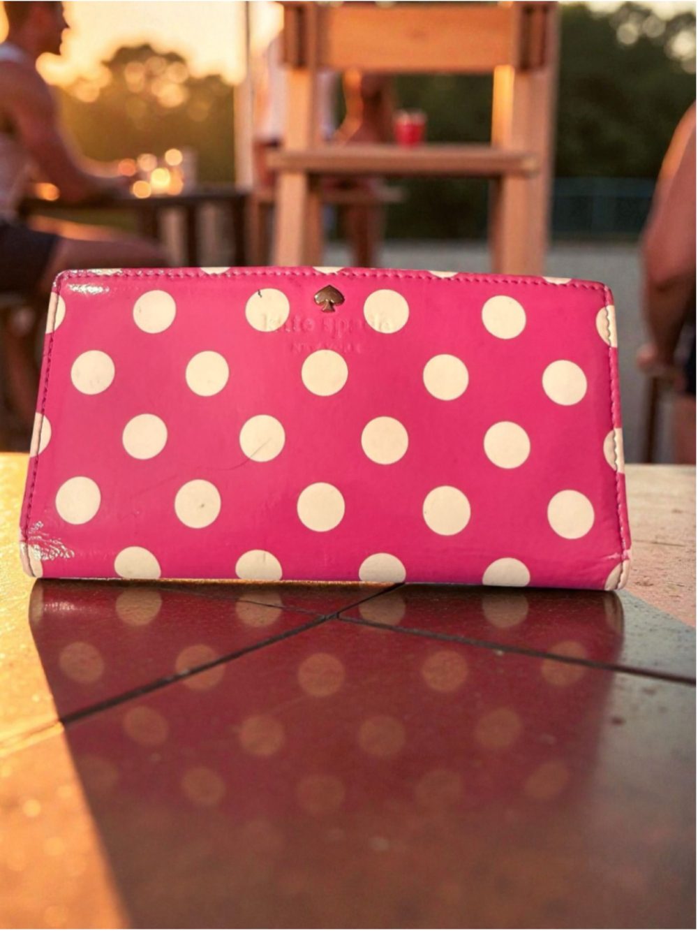 Kate Spade New York Lacey Wallet in Hot Pink and White Polka Dots